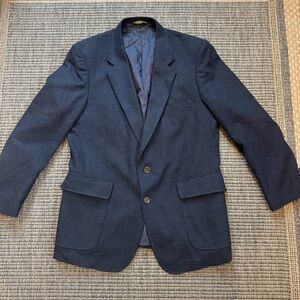 Vintage Blue Wool Blend Sport Coat with Notched Lapels